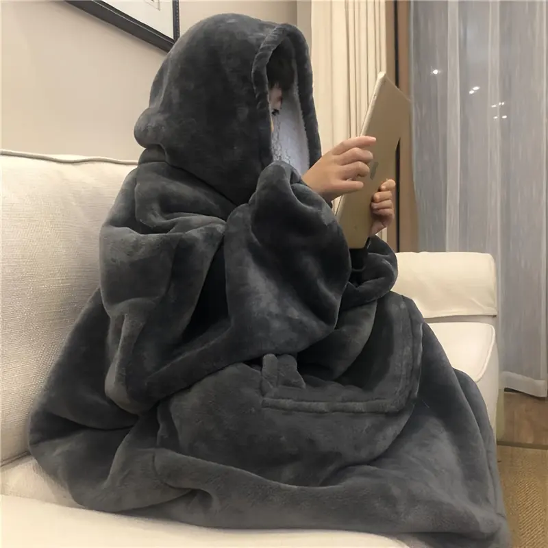 Cozy Oversized Hoodie Blanket - Ultra Soft Fleece, Reversible Wearable Sweatshirt Snuggle with Kangaroo Pocket, Machine Washable, Christmas present Pink Fabric Womenswear Animal