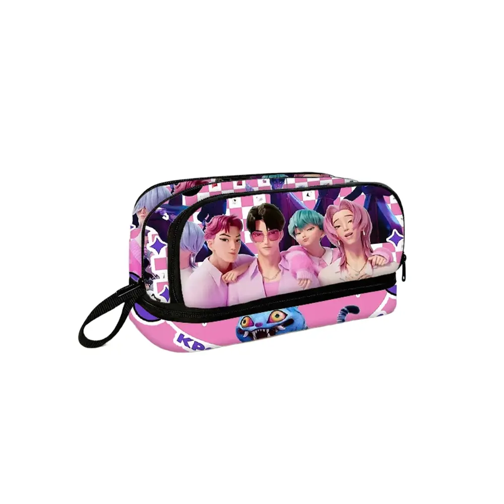 Demon Hunter Pencil Case, Large Capacity Durable Convenient Stationery Bag, Multi-Layer Design, Smooth Zipper Closure, Portable Desktop Storage for School
