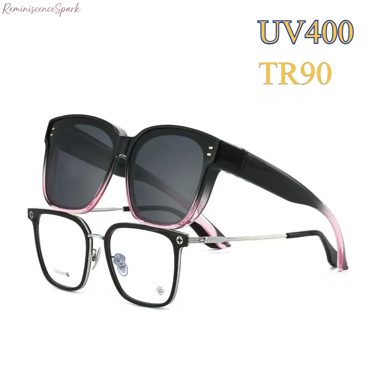 Unisex TR90 Polarized Fit Over Sunglasses - 1/2-Pack, UV400 Protection, Square Oversize Full Coverage 2-in-1 Style, Glare Reduction Drive-Ready Shades for Driving, All-Season Outdoor Sports Eyewear, 2-Pack(Black Purple+Matte Black)