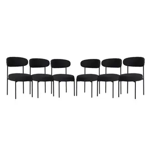 Alexandria Mid-Century Modern Upholstered Sherpa Round Dining Chairs (Set of 6)