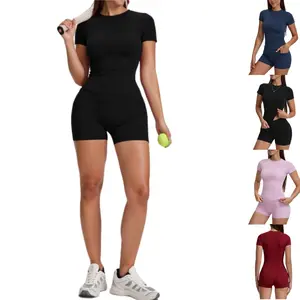 Women's Solid Color Sportswear Set - High Stretch T-Shirt & Side Pocket Shorts Set for Yoga, Gym, and Running - Quick Drying, Comfortable Fit