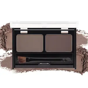 Eyebrow Powder Medium Brown Kit,Eye Brow Powder for Women Long-Lasting Waterproof Two Colors Brow Filler Get Full Defined Natural Brows,Eye Brow Contour Palette with Double-ended Eyebrow Brush