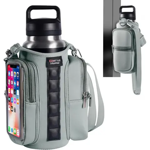 Men's Magnetic Gym Hydration Crossbody Bag - Adjustable Strap, Magnetic Holder, Side Pockets, Portable Sports Bottle/Sports Drinking Bottle Carrier (21-40 oz, 3.5-4 Inches), Bike Metal Mount, Touchscreen Pocket, Fitness Use