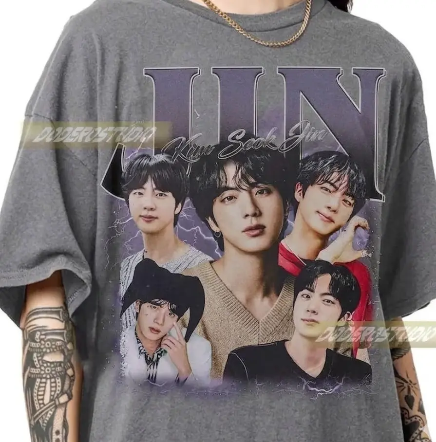 [FREESHIP] JIN - Vintage Graphic T-Shirt, Retro 90s Tee, Music Inspired Shirt, Streetwear Fan Outfit, Unisex Casual Wear #vintagestyle #90sfashion #concerttee #kpopinspired #fanoutfit #streetwearstyle #retr (3)