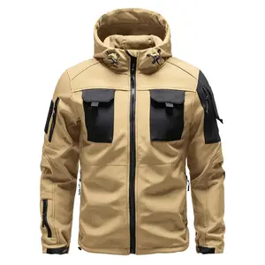 Men's Windproof Fleece Lined Hooded Jacket and Set, Multi-Pocket Design - Durable Polyester Outdoor Gear, Suitable for Hiking, Camping Riding and Camping Accessories tracksuit outfit Unisex Street Style Hoodsolid color long sleeve hoodiathletic activewear