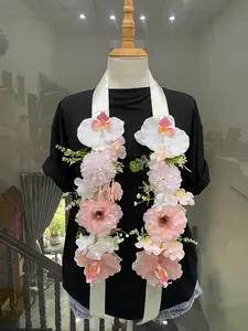 Handmade Graduation Stole with Flowers – Custom Ribbon Lei, Photo Prop