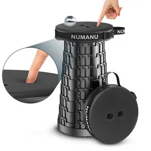 NUMANU Padded Upgraded Collapsible Stool (Built-In Seat Padding), Max 620lbs Capacity Portable Telescoping Folding Stool, Telescopic Foldable Seat Pop Up Camp Chair for Camping, BBQ, Hunting, Gardening, Outdoors