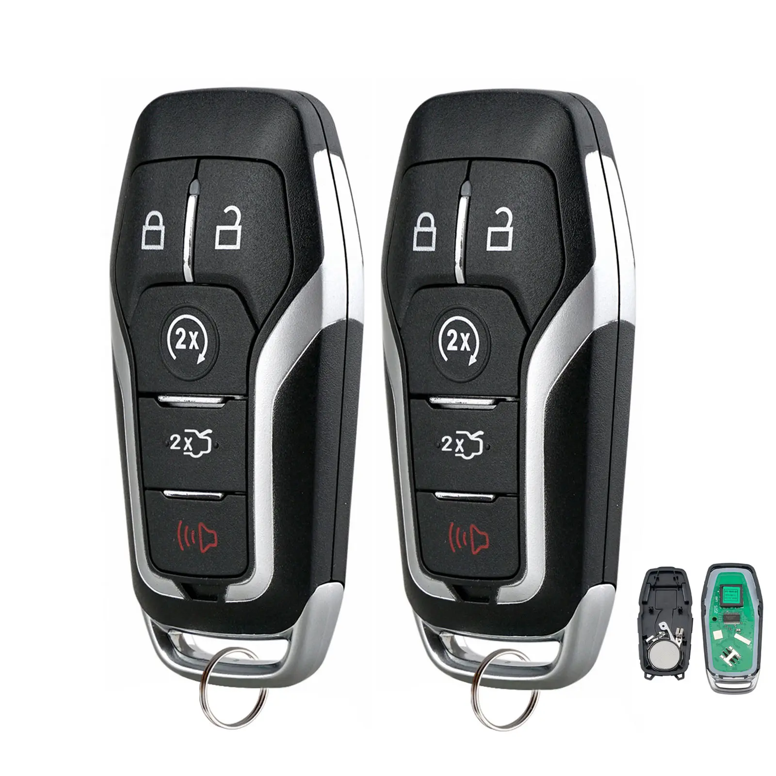 2 Smart Prox Remote Key Fob Replacement, Car Key Accessory, Auto Accessories For 2015-2017 Ford Edge, Explorer, Mustang, Fusion; 2013-2018 Lincoln MKZ, MKC, MKX - 5 Button M3N-A2C31243300 With Batteries