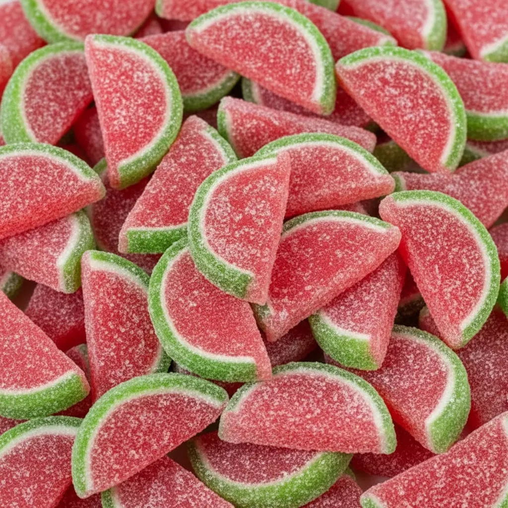 Watermelon Fruit Slices Candy Soft Chewy Sugar Coated Fruity Gummies
