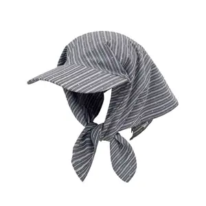 Unisex Retro Striped Turban Baseball Cap - Striped Hats, Hip Hop Bandana Headscarf, Summer Sun Protection Triangle Scarf Hat for Outdoor & Daily Wear