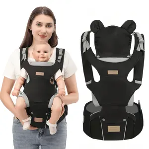 1Pc Black Multi-Functional Baby Carrier Toddler Carrier with Horizontal Holding Position, Dual-Position Front/Back Carrying for Hands-Free Use. Adjustable Forward-Facing Sling Suitable for Infants, Ideal for Travel.