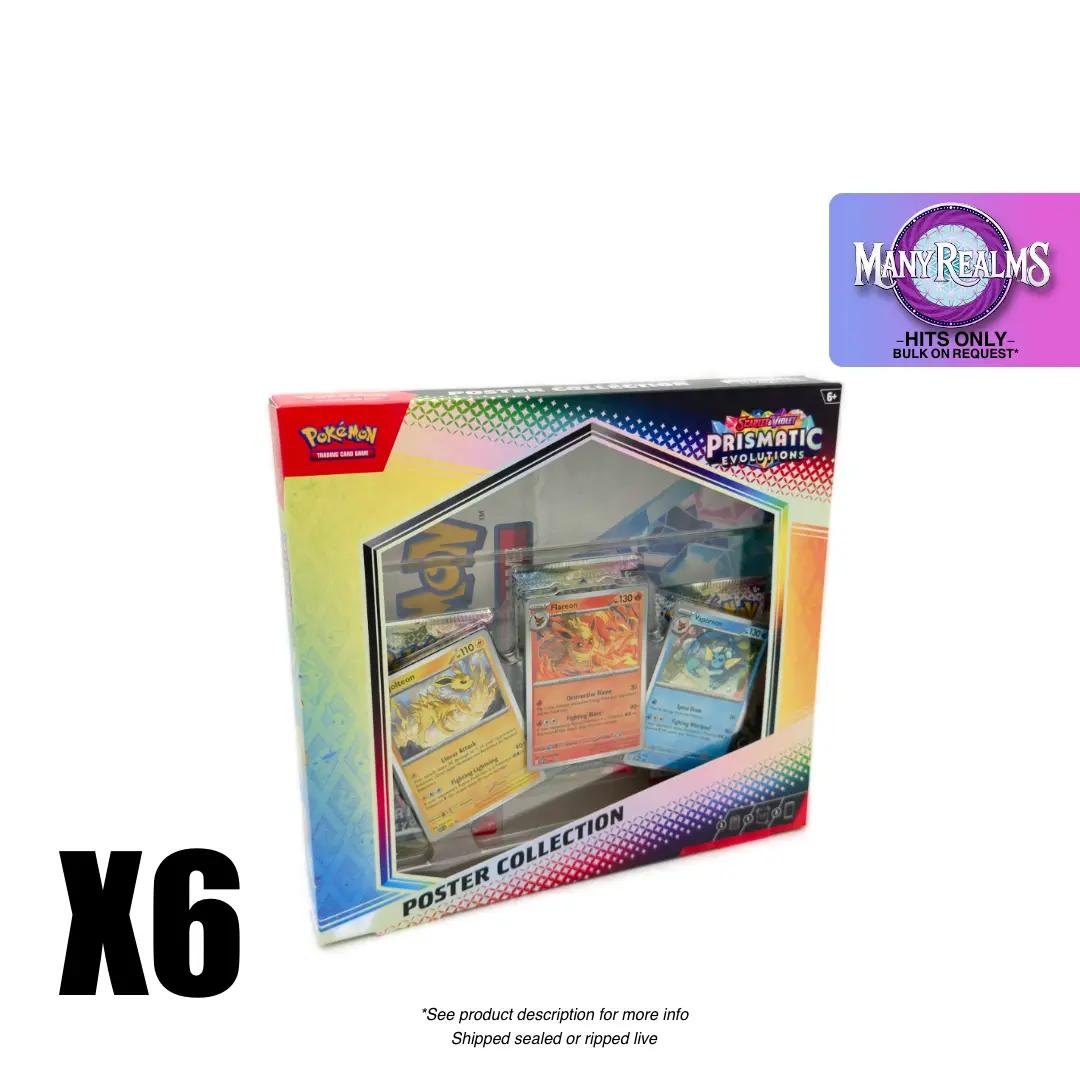 SEALED CASE of Prismatic Evolutions Poster Collection Boxes 6 ct - Pokemon