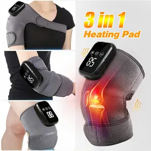 Three-in-one wireless knee and shoulder pain relief device with heating and vibration, 3 temperature settings, and 3 vibration modes; rechargeable battery; suitable for relieving joint pain, elbow, shoulder, and knee pain; an ideal gift for seniors.