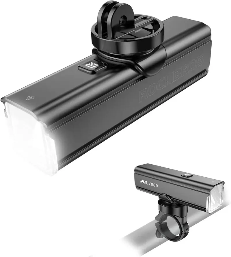 ROCKBROS RHL1000 Bike Headlight 1000 Lumens 4500mAh IPX6 Waterproof with 5 Modes & USB Rechargeable for Enhanced Night Riding Experience