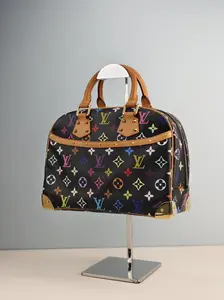 Pre-owned Monogram coated canvas Clutches & Wristlets Louis Vuitton Monogram Multicolore Trouville Black Handbag