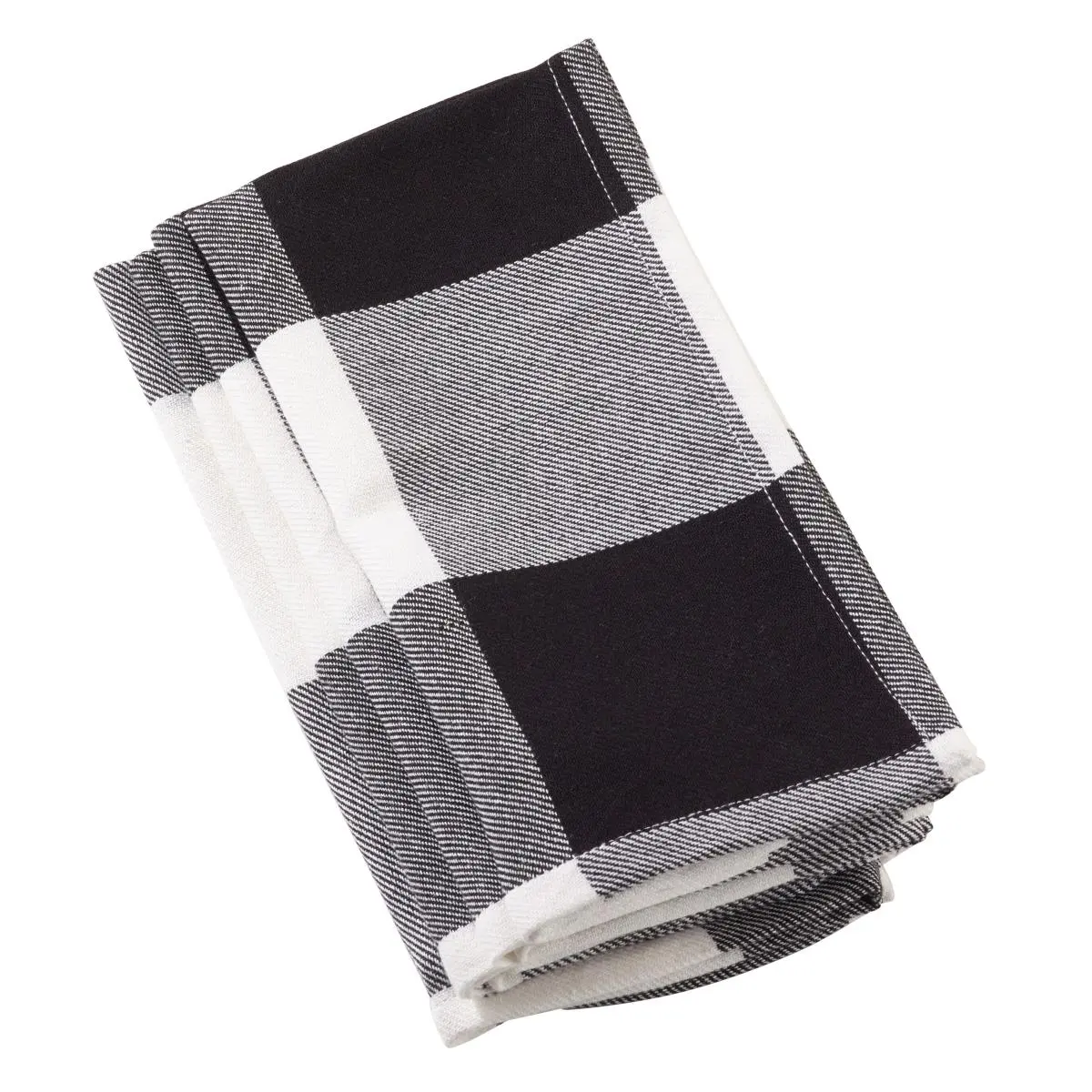 SARO 9025.BK20S Rustic Tableware 20 in. Square Cotton Napkin Set - Black Buffalo Plaid Check Pattern, Set of 4
