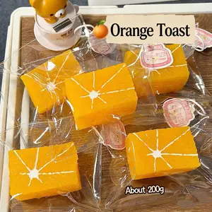 1Pc Squishy! Orange Toast shaped to relieve stress - YOGURT PUREE & BUTTER Texture - Food grade silicone