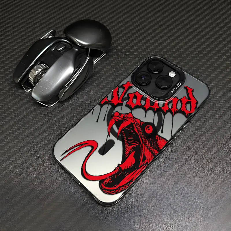 Trendy Cool Dark Python Phone Case for use with iphone 17 air 16 pro max 15 plus 14 pro 13/12/11 Magnetic wireless charging  Matte phone cases for iphone X/XS XSMAX  Protective Cover for hard shell design Protective Case aesthetic Hard Case