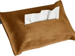 Car Tissue Holder, Premium Microsuede Sun Visor Napkin Dispenser, Wipes Case for Backseat, Vehicle Accessories (Mocha Brown)