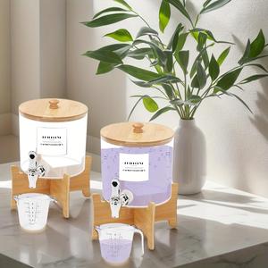 laundry detergent dispenser with base, 2 sets laundry liquid dispenser with stainless steel tap, liquid laundry soap dispenser, fabric softener dispenser for laundry room