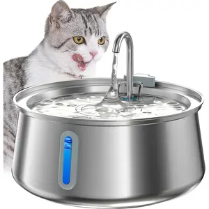 Stainless Steel  Water Fountain,Pet Water Fountain 4L/135oz Large Capacity, Water Dispenser with Water Level Window, Multiple Filtration, Quiet Automatic Pet Fountain Easy Clean,1Faucet