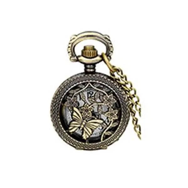 OIDEA Women's Openwork Butterfly Pocket Watch Necklace, Elegant Copper-Tone Alloy Vintage Sweater Chain, 0.68 oz Lightweight Romantic Quartz Watch with Accurate Time for Date Night, Party, Vintage Aesthetic Pocket & Fob Watches
