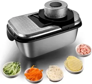 NOVANO 9-in-1 Vegetable Chopper & Mandoline Slicer – Stainless Steel Veggie Cutter with Container for Onion, Potato, Carrot & Salad – Kitchen Essentials Tool