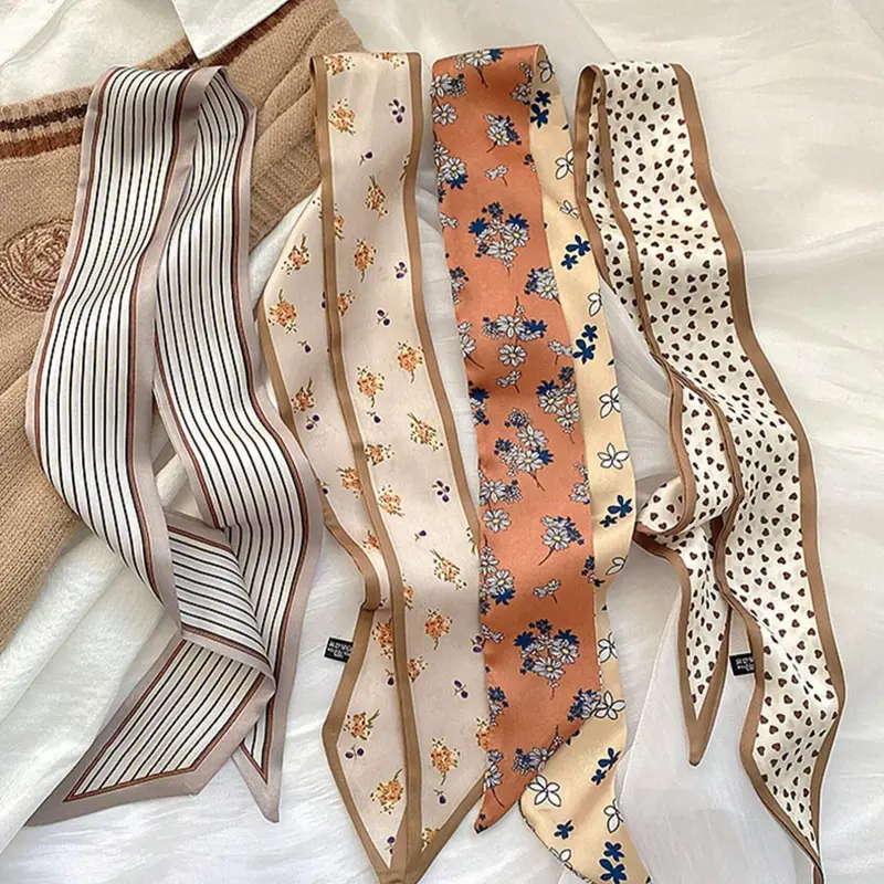 4pcs Women's Vintage Floral & Striped Print Hair Scarves, Trendy Hair Accessories for Fashion Lovers, Perfect for All Seasons, Floral Print Scarf, Head Scarf, Fashion Headscarf, Vintage Print Headscarves