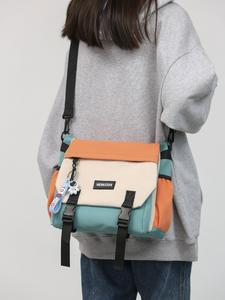 colorful 2025 fall casual colorblock purse crossbody bags for men & women with cartoon charm, minimalist nylon shoulder bag for work & school, trendy matching messenger bag, harajuku school bag for college, bags for women