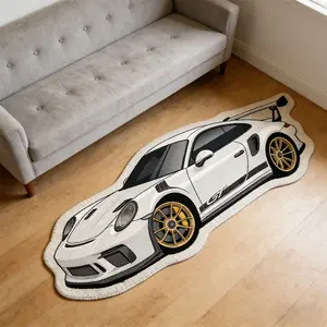 Trendy Cartoon Car Design Rug, Cartoon Pattern Rug, Decorative Rug, Modern Simple American Vintage Home Decor Carpet, Soft Velvet Bedroom Mat, Bedroom Rugs, Fashionable Comfort Room Decoration