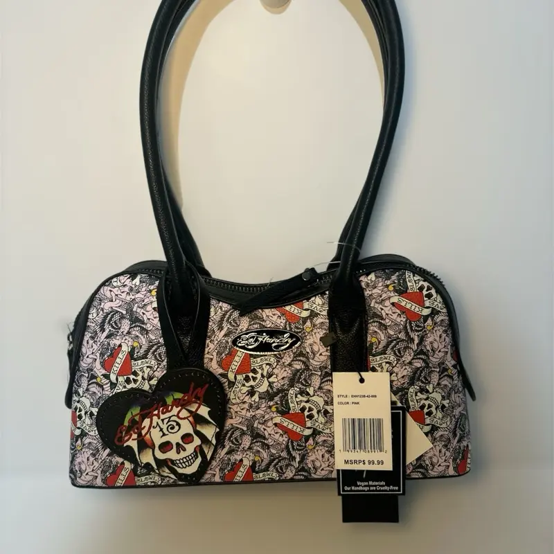 Ed Hardy Black Embossed Studded Tote Bag Ed Hardy Large Bags & Handbags for Women for sale | eBay main image 4