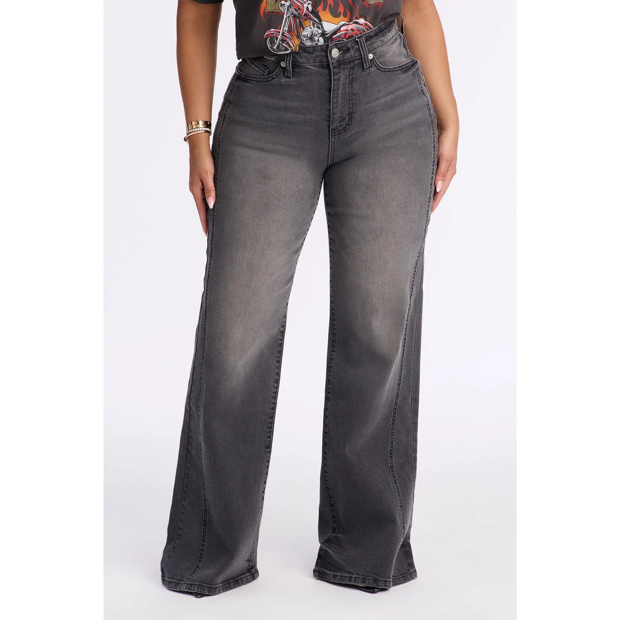 Upper West High Rise Stretch Flare Jeans - Grey/Smoke