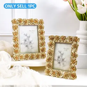 Vintage Rose Flower Photo Frame, Picture Frame, Vintage Picture Frames, European Style, Horizontal & Vertical Use, Includes Random Inner Paper, Home Decor, Home Decoration