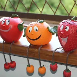 Three Simulated Resin Fruit Ornaments, Apples, Strawberries, Oranges, Home Decor