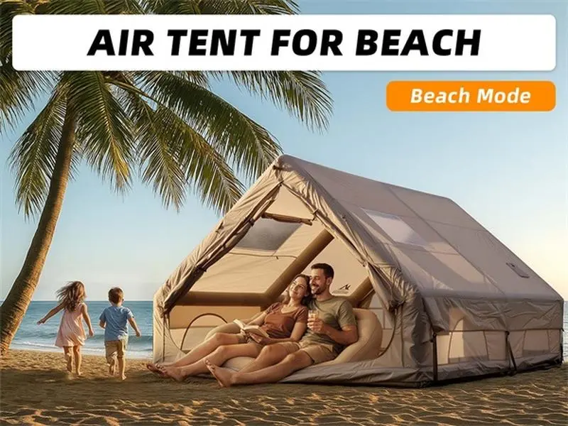 10-Person 4-Season Inflatable Instant Cabin Tent - Family Sturdy Outdoor Shelter, 129 Sq Ft Heavy Duty Camping Gear with Stove Jack, Mesh Windows, Pump for Summertime Use, Family Tents