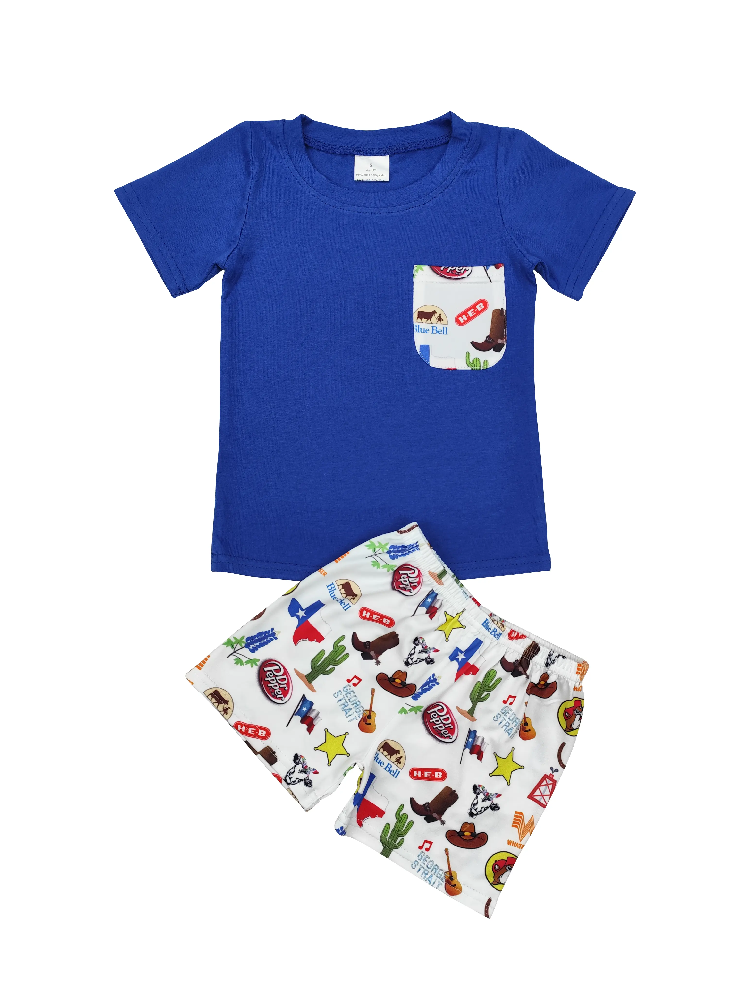 Boys' Blue Cactus Print Clothes Sets