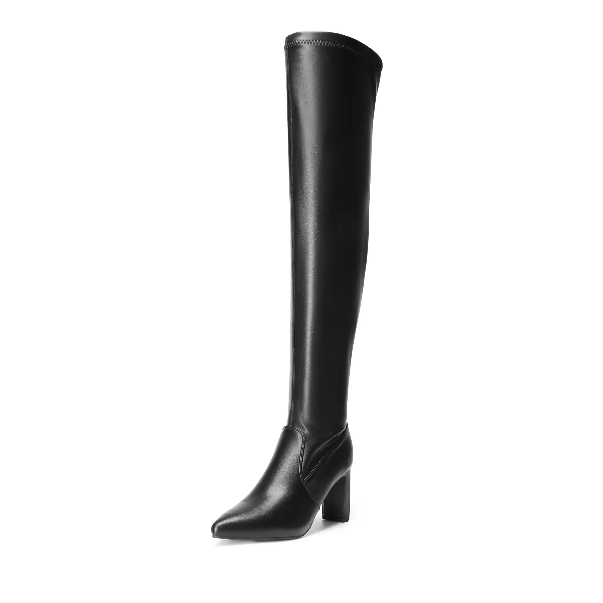 Dream Pairs Women's Stretch Thigh-High Boots - Chunky Comfortable Heels, Pointed Toe, Statement Shoes, Alt Fashion Fall Footwear, Party, Thigh Highs, Alt Outfits, Synthetic, Flexible, Alt Edgy