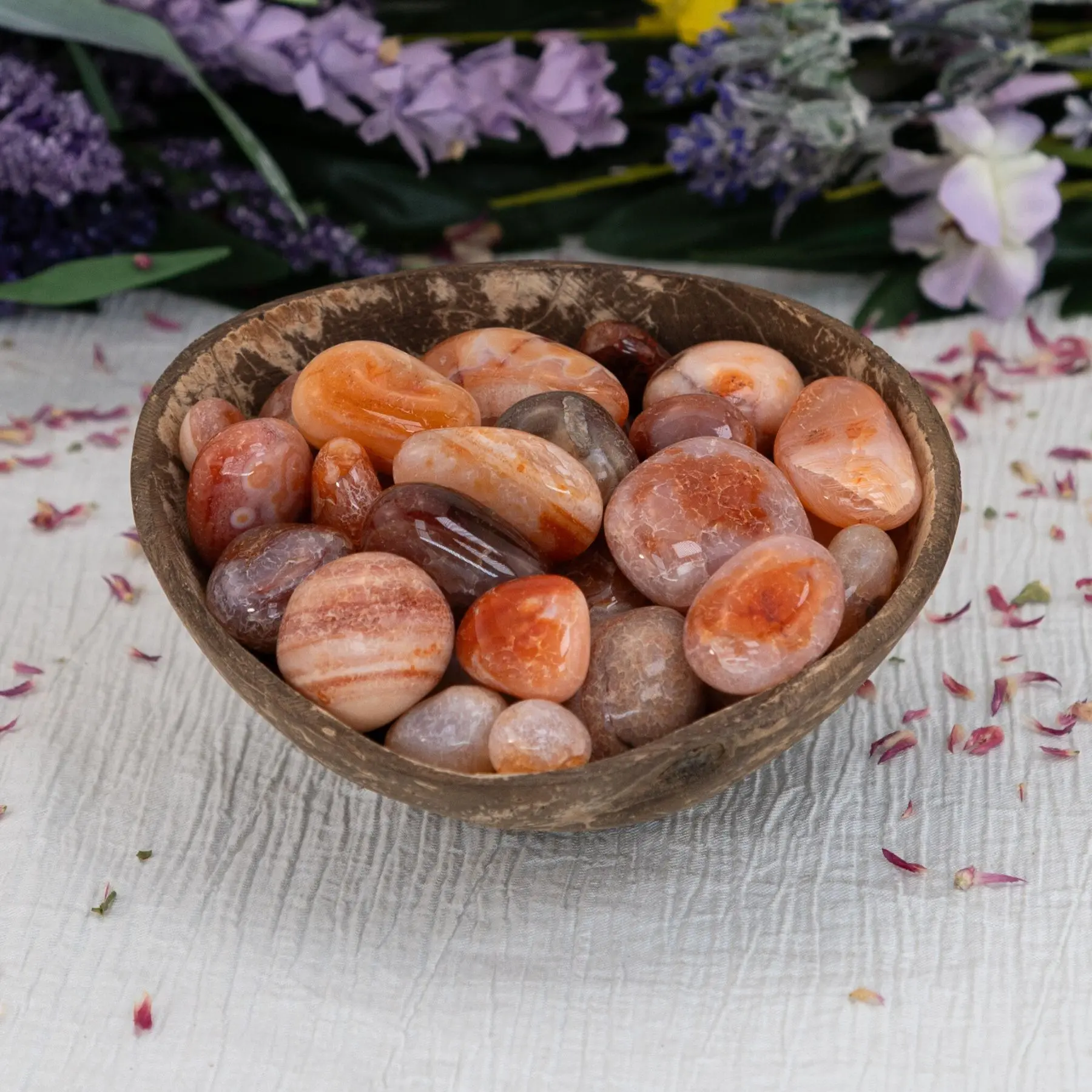 Down To Earth Banded Carnelian Tumbled Stones 0.75"-1.25" Polished for Sacral Chakra Energy Boost & Creativity Enhancement