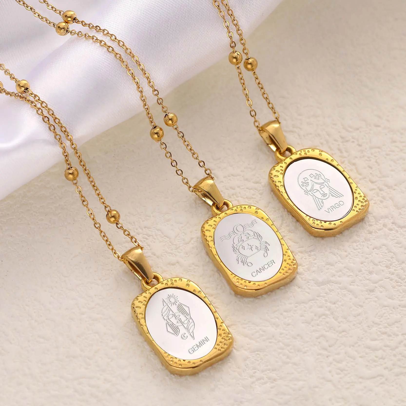 Stainless steel necklace mirror 12 constellations pendant necklace for women daily wear Mother's Day gift