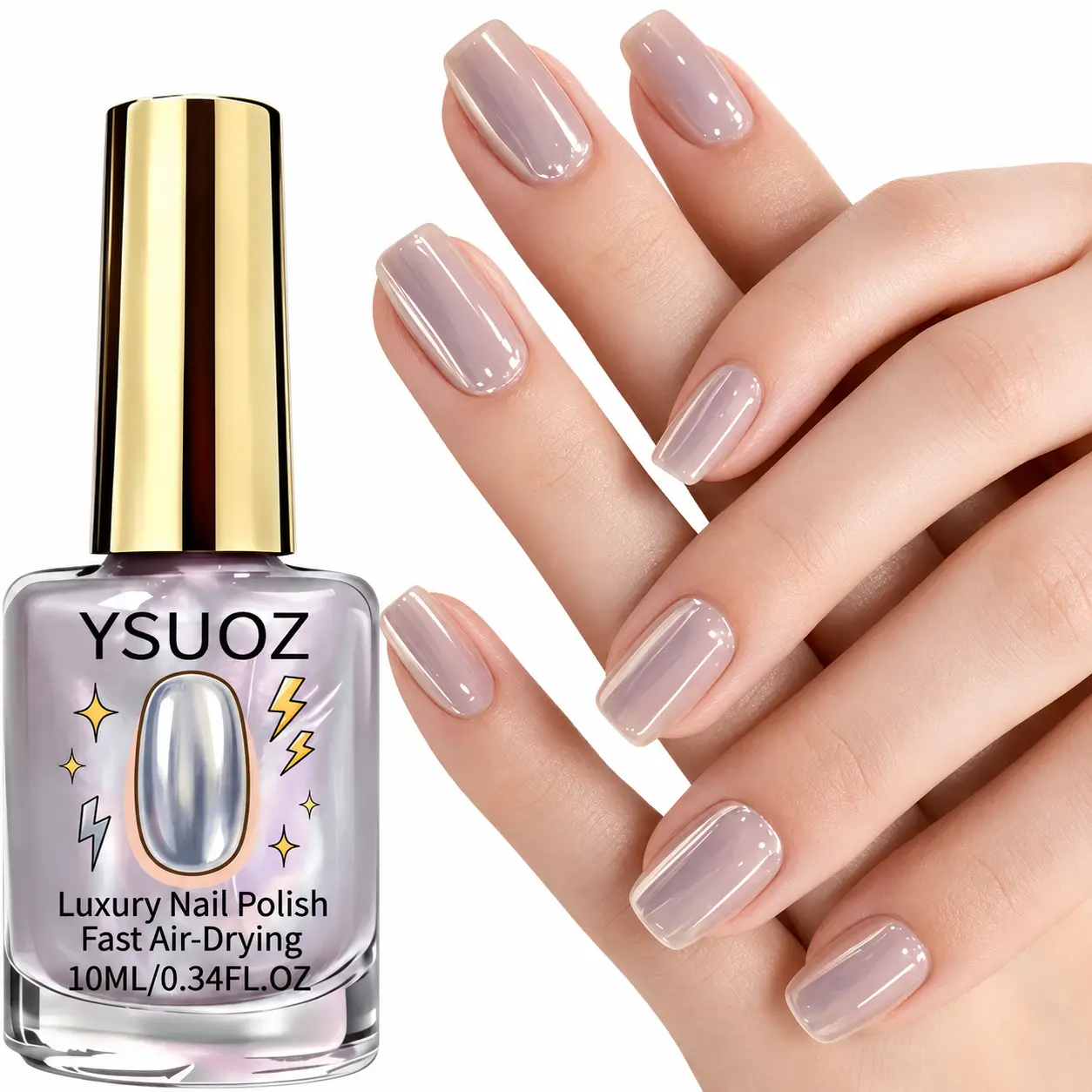 Frosted Donut Lilac Mirror-Finish Aurora Liquid Nail Art Polish - Apply Easily for Home Use, Air-Dries Naturally, No UV Light Required, Strengthens Nails, High-Gloss Reflective Finish, Single Bottle Option, Adults, Quick Dry