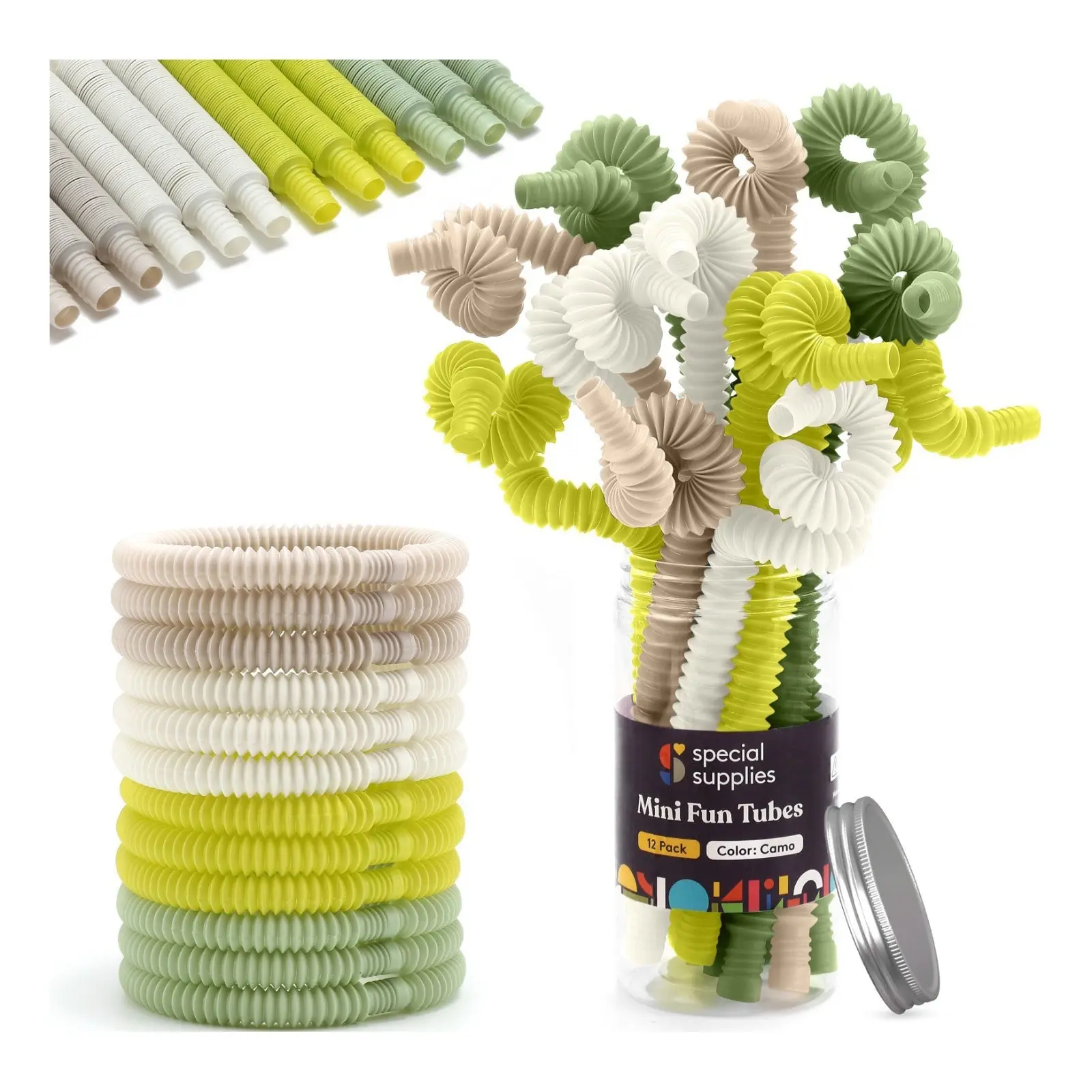 Special Supplies 12-Pack Mini Fun Pull and Pop Tubes for Kids - Colorful Heavy-Duty Plastic for Tactile and Auditory Sensory Play Anxiety Relief Items