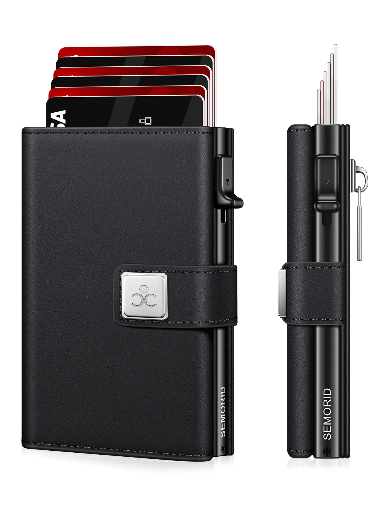 Men's Ultra-Thin RFID Blocking Rfid Theft Proof Aluminum Alloy Wallet, Minimalist Business Design with Pop-Out Card Slots, ID Window, Cash Compartment and Secure Card Storage, RFID Card Holder, Credit Card Holder, Ideal Christmas Gift for Dad or Boyfriend