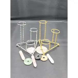 ✨ Gold or Silver 3-Sphere Holder – Triangular Display Stand (4”)