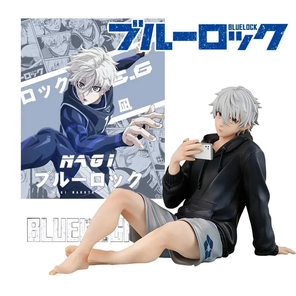 Anime Merch 9cm BLUE LOCK Action Figures Nagi Seishiro Repaint Ver. Sitting Figurine PVC Collectible Model Kids Doll Toys Gifts