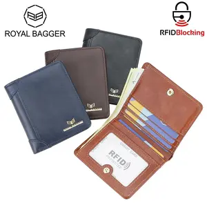 Royal Bagger RFID Vintage Short Wallets for Men Genuine Leather Card Holder Simple Thin Bifold Wallet 3001