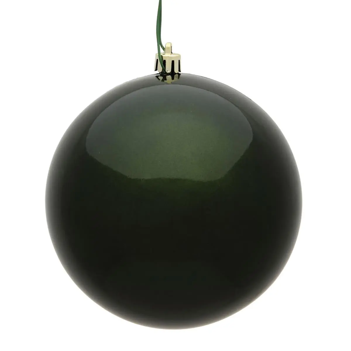 212 MAIN 4 in. UV-Resistant UV-Treated Modern Plastic Round Ball Christmas Ornaments, Moss Green Candy-Style, 6 per Bag, Christmas Home Holiday Festive Decor