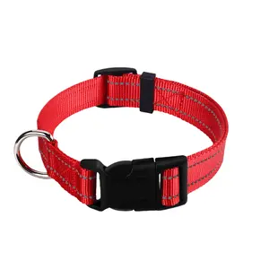 Adjustable Reflective Nylon Dog Collar with Quick Release Buckle and D Ring, Comfortable and Durable, Suitable for Small Medium Dogs