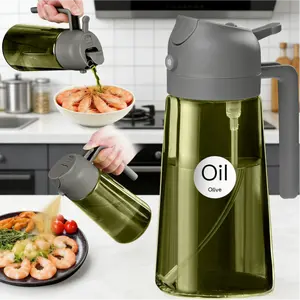 16oz/470ml Light-Blocking Dark Oil Sprayer for Cooking, 2-in-1 Olive Oil Dispenser Bottle for Kitchen, Premium Dark Green Glass Oil Bottle, Food-Grade Oil Mister for Air Fryer, BBQ (Black)