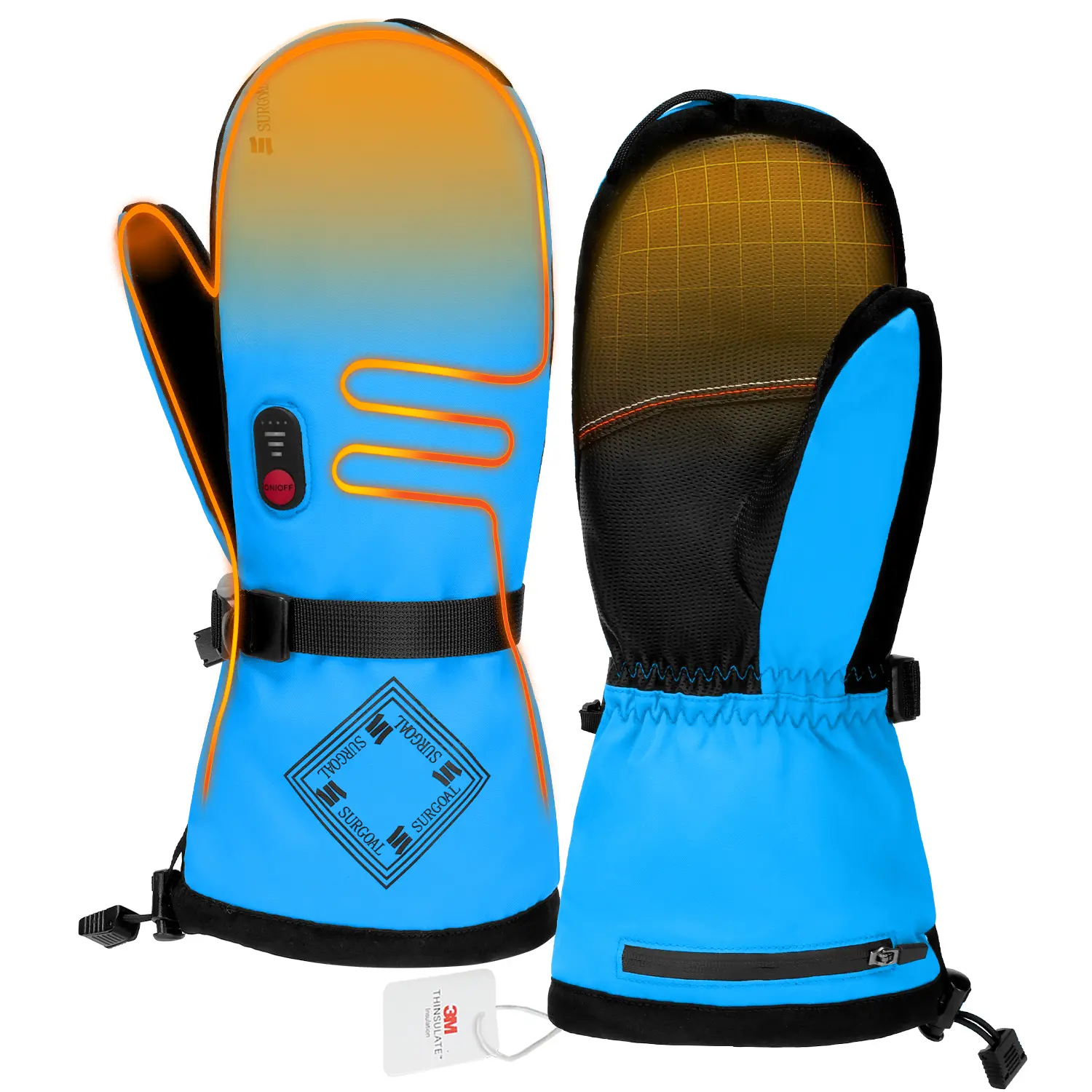 Heated Gloves for Men, 7.4V Heated Mittens for Women Rechargeable, PU Waterproof & Touchscreen Ideal for Winter, Blue, Hunting, Motorcycle, Skiing, Snowboarding, Fishing, Camping, Work