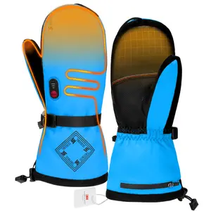 Heated Gloves for Men, 7.4V Heated Mittens for Women Rechargeable, PU Waterproof & Touchscreen Ideal for Winter, Blue, Hunting, Motorcycle, Skiing, Snowboarding, Fishing, Camping, Work